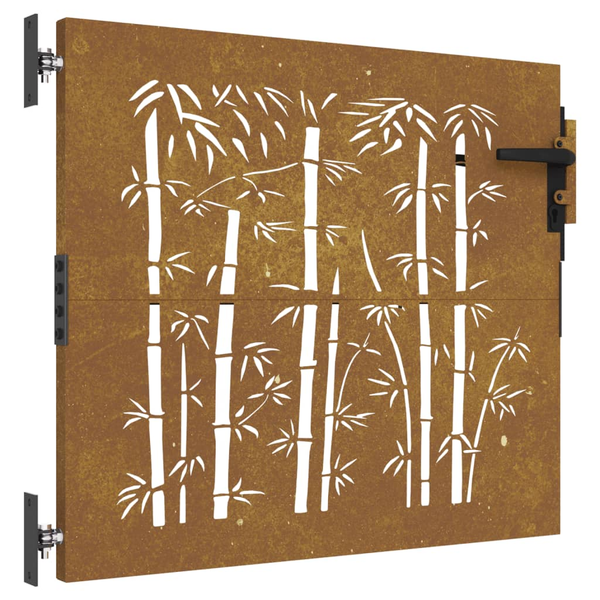bambuszmintás corten acél kerti kapu 85 x 100 cm