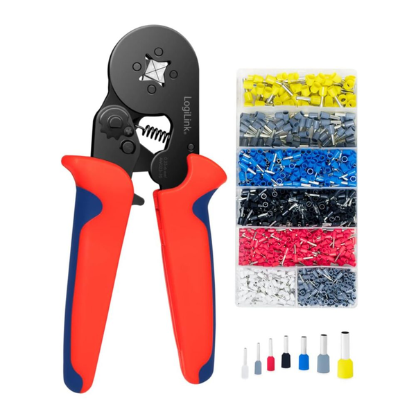 Клещи за кримпване на гилзи Logilink WZ0068, за проводници 0,25-6 мм, съдържа 1200 гилзи