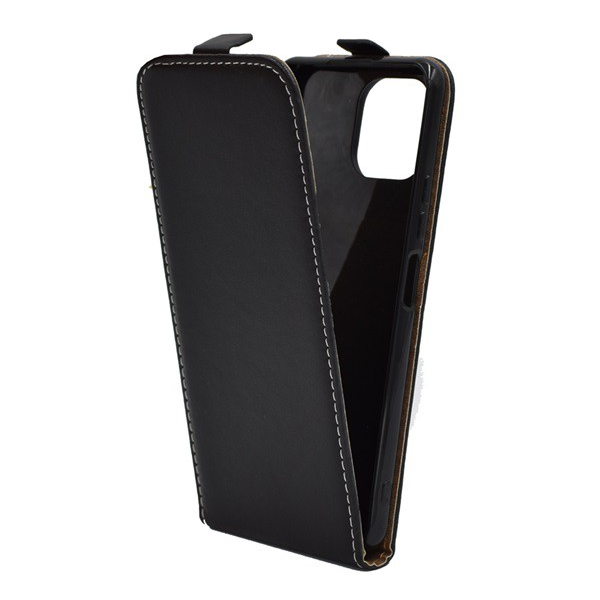 Tok álló, bőr hatású (FLIP, lefelé nyíló, szilikon tartó) FEKETE [Xiaomi 11 Lite 5G NE] (5996591152448)