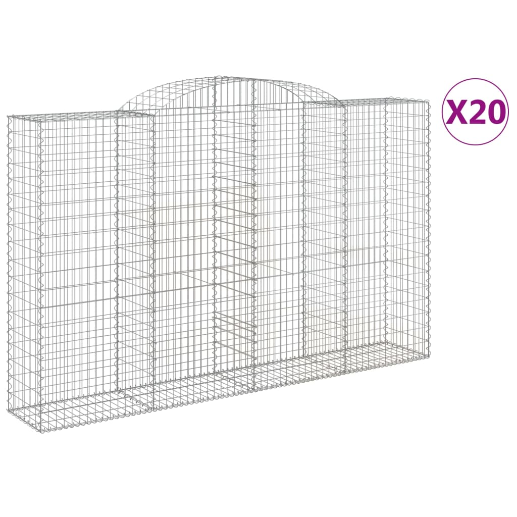 20 db íves horganyzott vas gabion kosár 300x50x180/200 cm (3146787)
