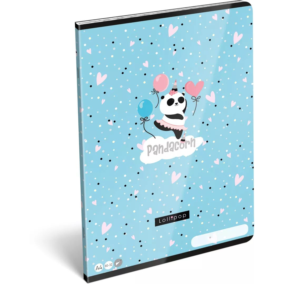 Lizzy Card Lollipop Pandacorn 80 lapos A4 Sima füzet - Kék/Mintás (17600)