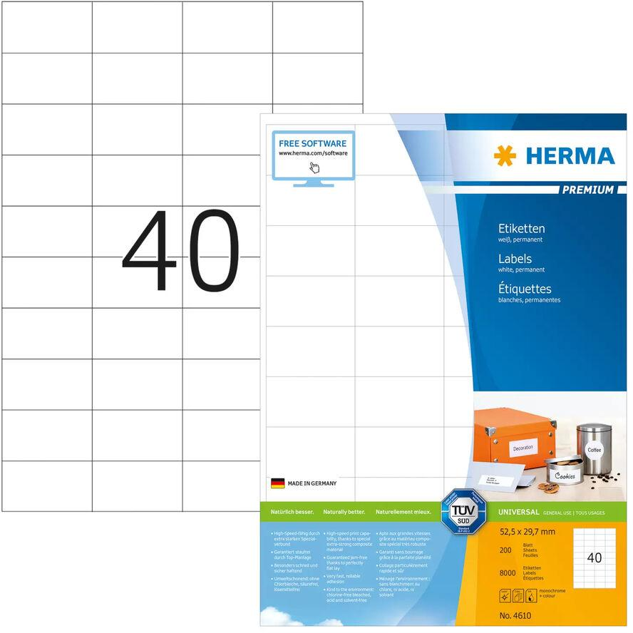 Herma 52,5x29,7 mm Címke tintasugaras és lézer nyomtatóhoz (8000 címke / csomag) (4610)