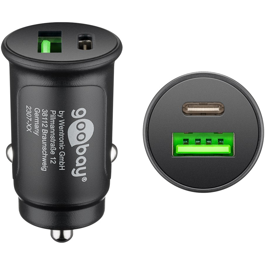 Goobay 55634 USB-C / USB-A Autós töltő - Fekete (30W) (55634)
