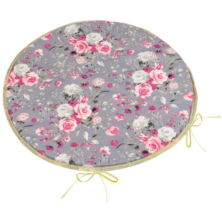 BELLATEX Adéla Seat cushion 79/235 round smooth d.40 cm pink flowers (12575)