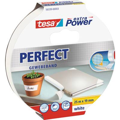 Tesa  PERFECT (56339-00003-01) Szövet ragasztószalag ® extra Power Fehér (H x Sz) 25 m x 19 mm 1 db