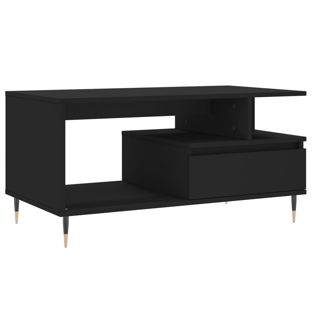 fekete szerelt fa dohányzóasztal 90 x 49 x 45 cm (831013)