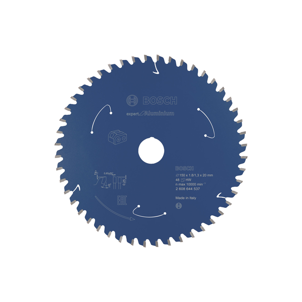 Bosch Expert körfűrészlap alumíniumhoz, 150mm, 48Z (furat 20mm, akkumulátoros kézi körfűrészekhez) (2608644537)