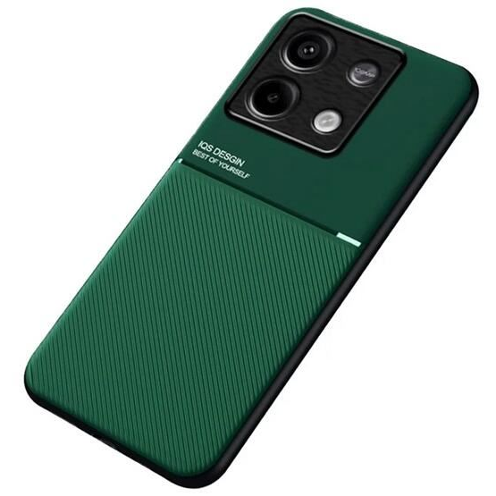 Gigapack Xiaomi Redmi Note 13 5G mágneses, bőr hatású, csíkos mintás tok sötétzöld (GP-154812) (GP-154812)