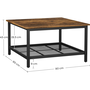 Songmics Stolik kawowy do salonu 80 cm rustykalny