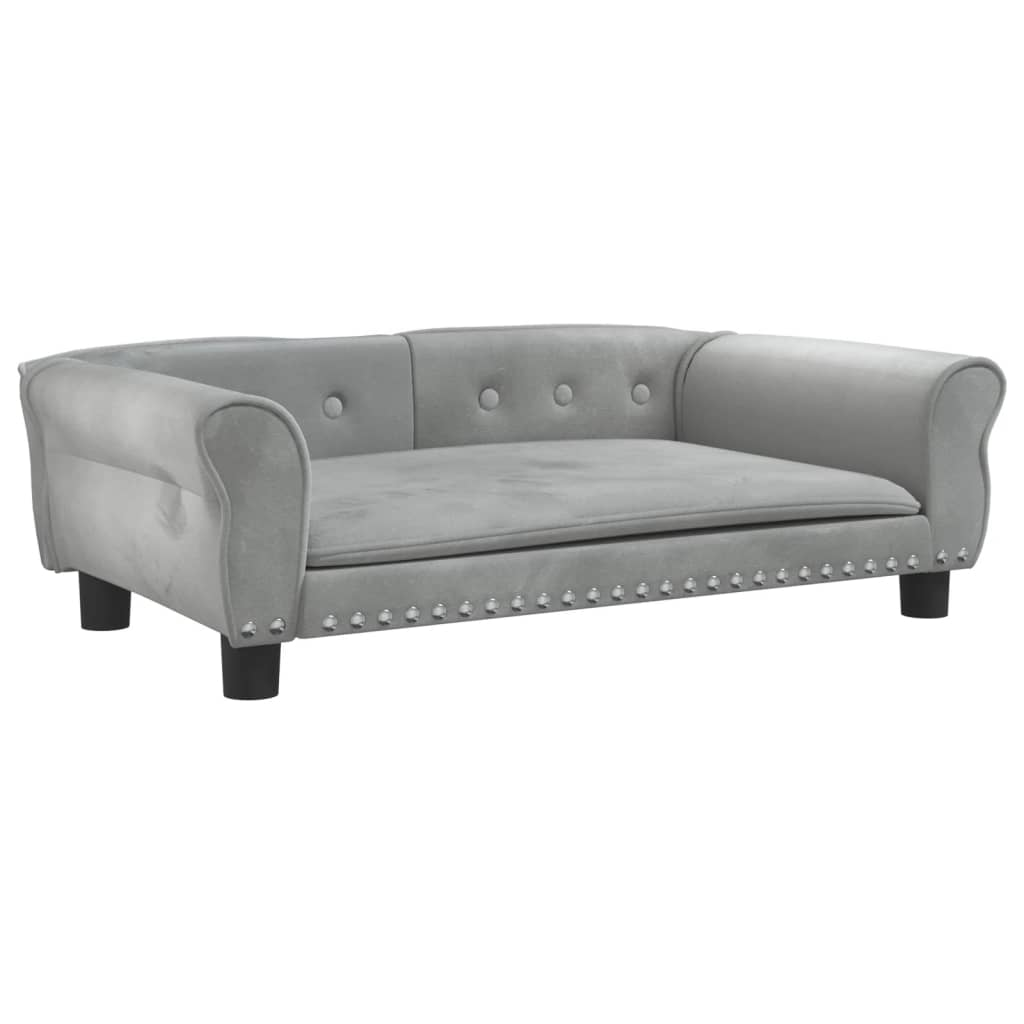 világosszürke bársony kutyaágy 95 x 55 x 30 cm (171811)