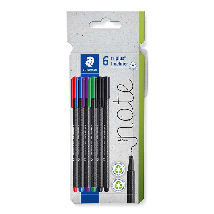 Staedtler Fineliner triplus rPP Tűfilc készlet 0,3mm - Vegyes színek (6 db / csomag) (334 C6)