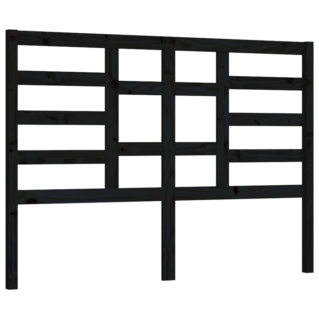 fekete tömör fenyőfa ágyfejtámla 156 x 4 x 104 cm (818149)