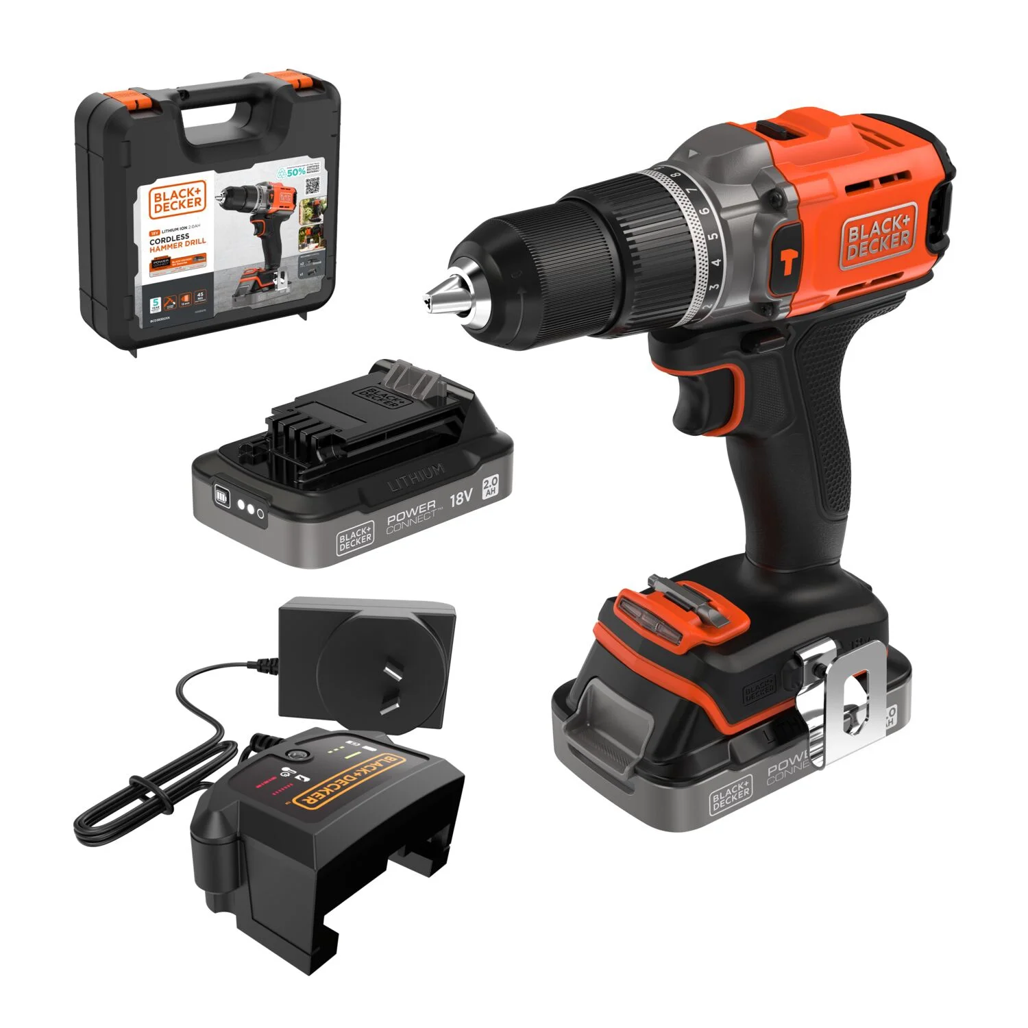 Black & Decker BCD383D2XK-QW Akkus fúró-csavarozó + 2x 2Ah Akku + Töltő (BCD383D2XK-QW)