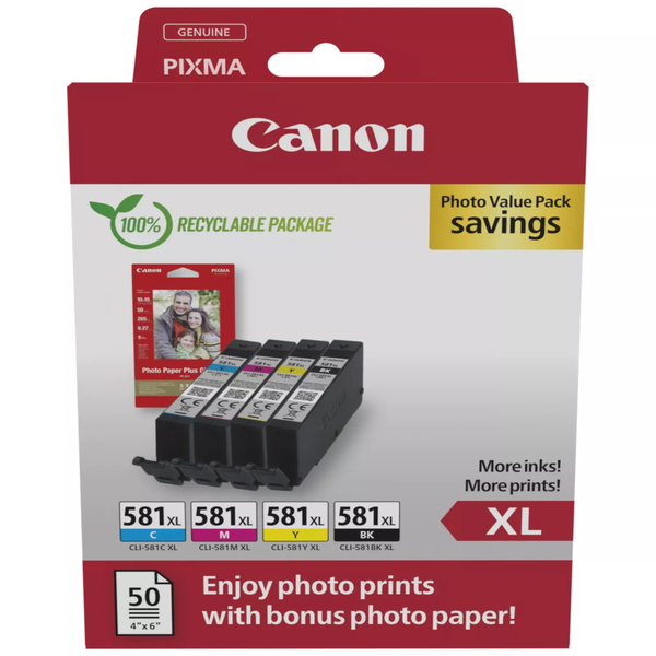 Canon 2052C006 cartuccia d'inchiostro 4 pz Originale Resa elevata (XL) Nero, Ciano, Magenta, Giallo