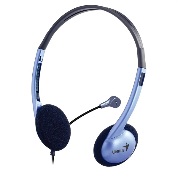 Genius HS-02B – кабелни слушалки за компютър със микрофон, сини