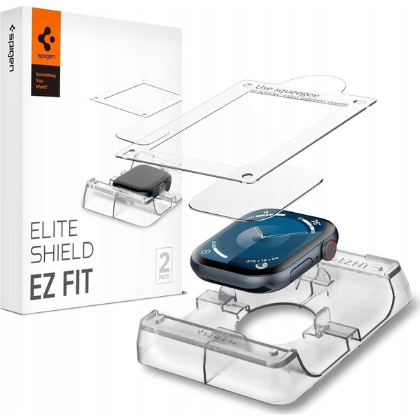 Spigen EliteShield EZ Fit Apple Watch 10 (46mm) kijelzővédő fólia felhelyező kerettel (2db)