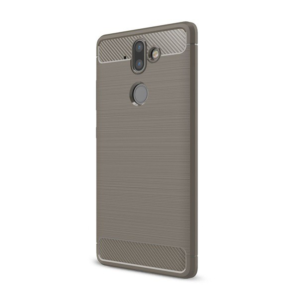 Defender műanyag telefonvédő (közepesen ütésálló, szilikon belső, karbon minta) SÖTÉTSZÜRKE [Nokia 9] (5996457743315)