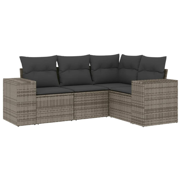 4 részes szürke polyrattan kerti ülőgarnitúra párnákkal