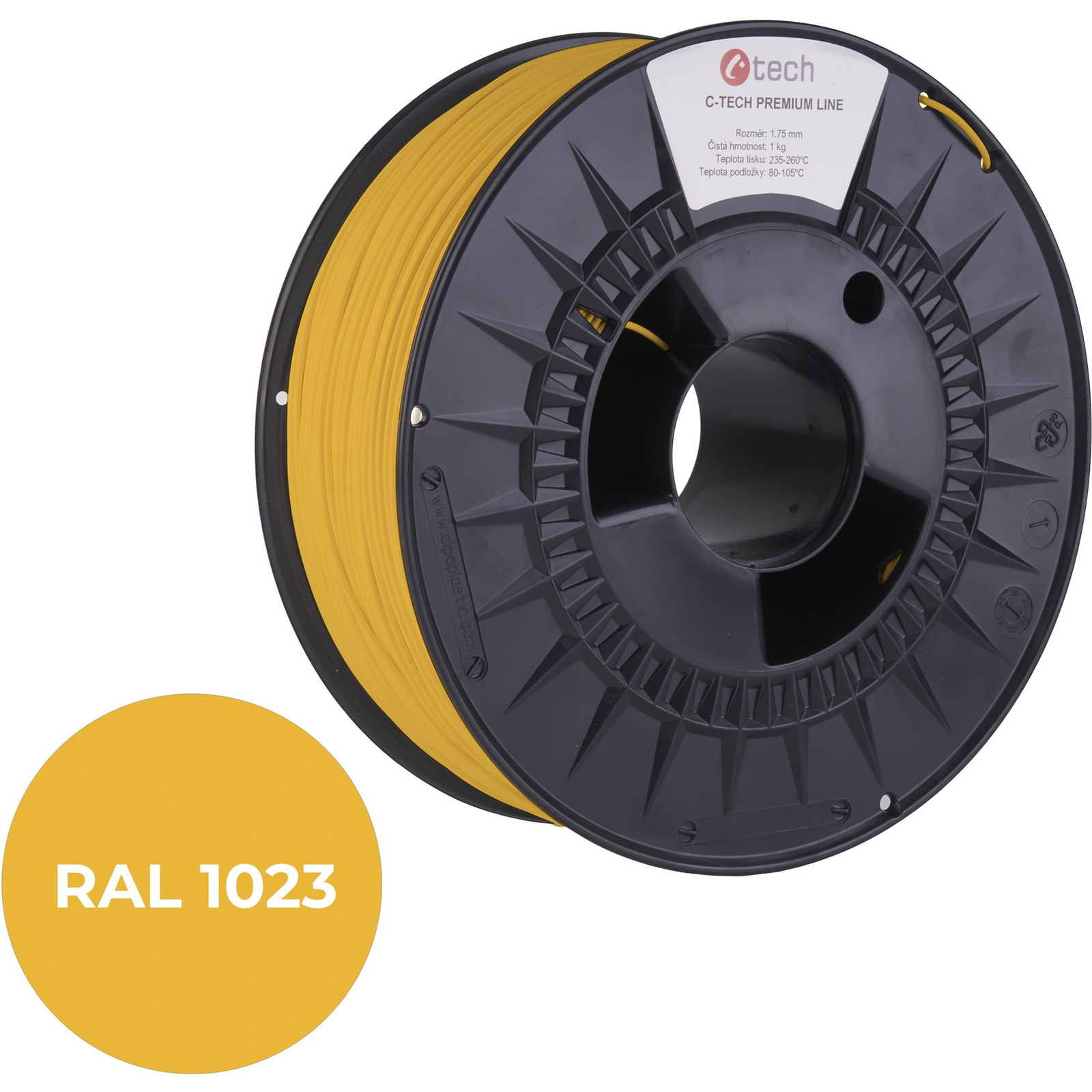 C-TECH PREMIUM LINE ASA 3D nyomtatószál, közlekedési sárga RAL1023 (3DF-P-ASA1.75-1023)