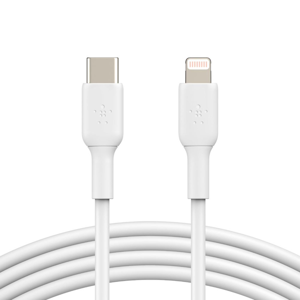 Кабел за данни USB-C към Lightning, Belkin, съвместим с iPhone/iPad, 1 м, бял