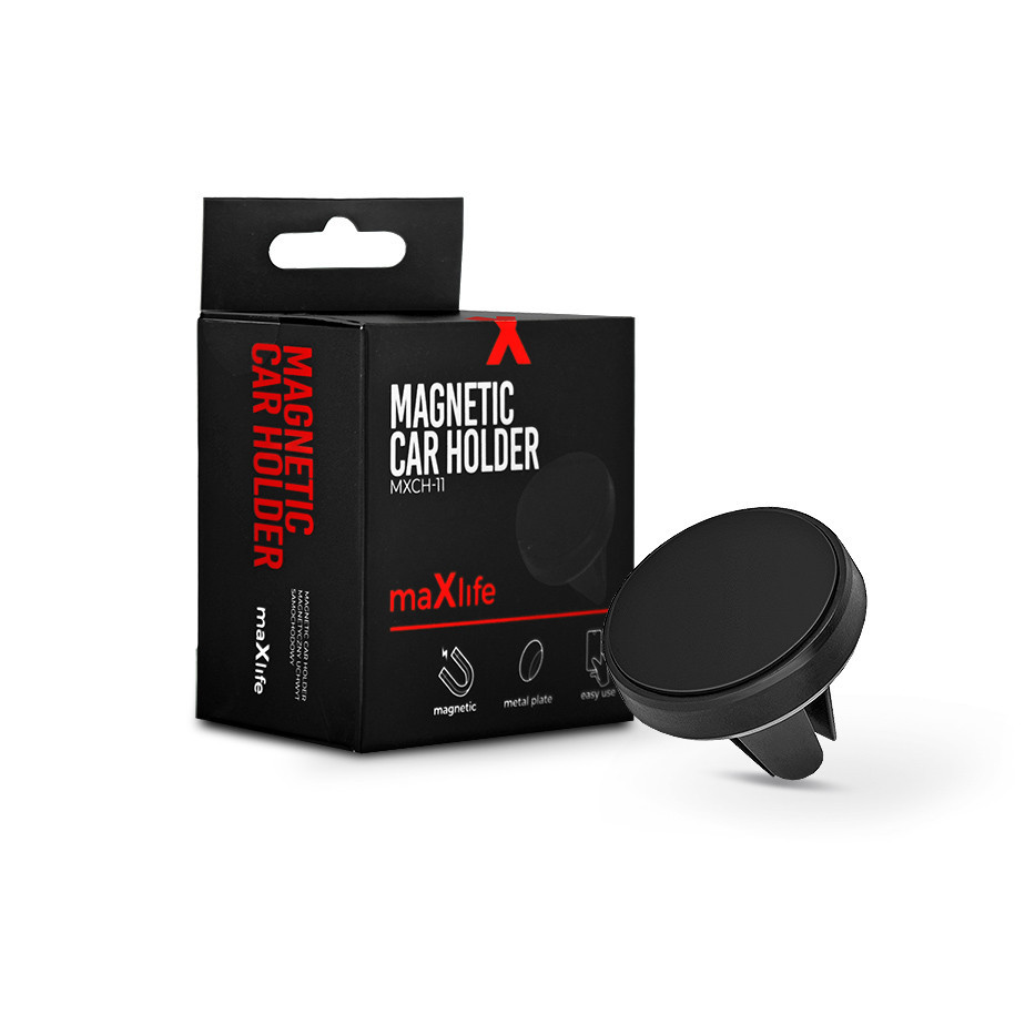 Maxlife szellőzőrácsba illeszthető mágneses autós tartó - Maxlife MXCH-11 Magnetic Car Holder - fekete (TF-0070)