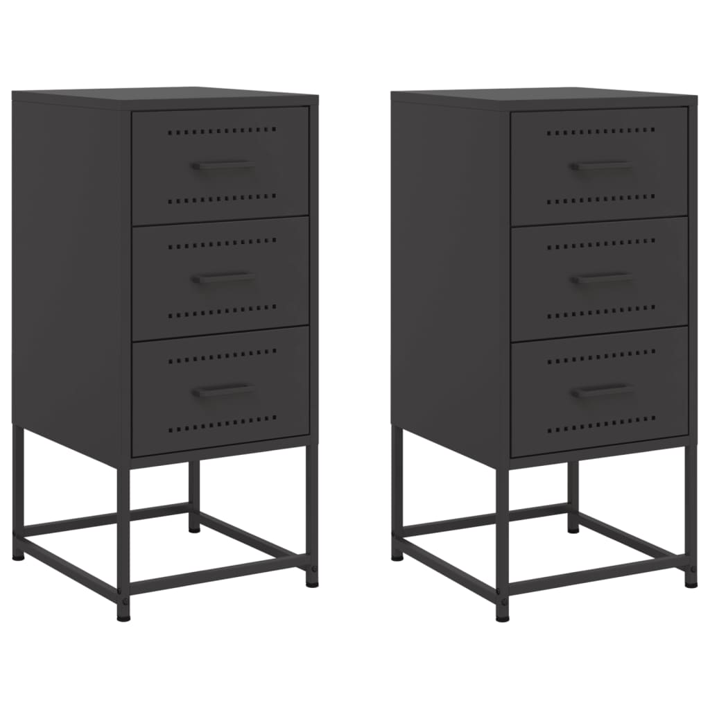 2 db fekete acél éjjeliszekrény 36 x 39 x 78 cm (846579)