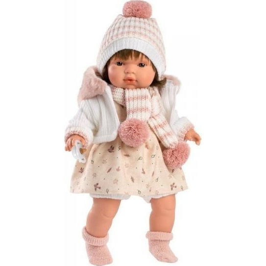 Llorens: Lola síró baba cumival, sapkával és sállal 38cm (LL38568)