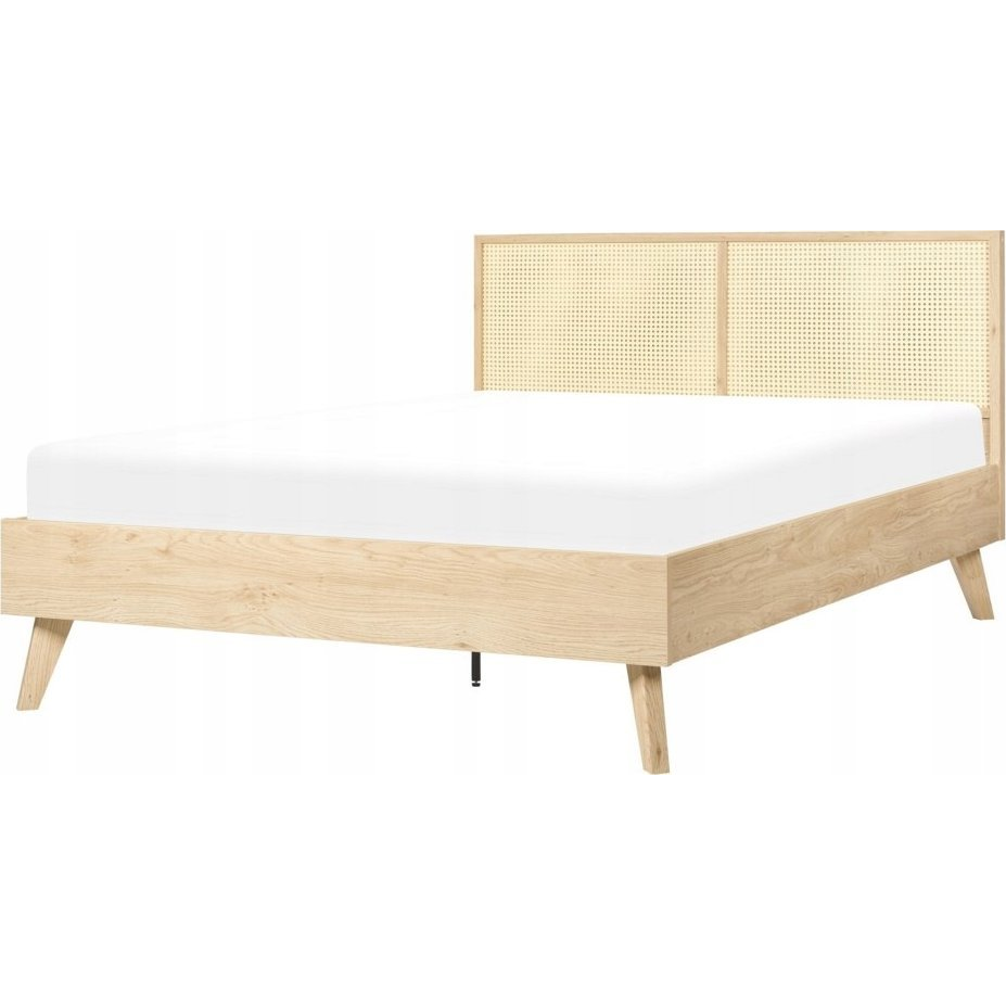 Cama Con Somier Madera Clara 140 X 200 Cm Cabecero Monpazier - Madera Clara
