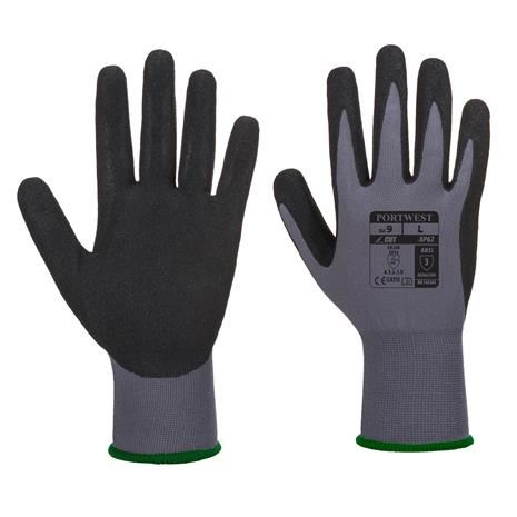 PORTWEST Dermiflex Aqua nitril védőkesztyű L-es méret szürke-fekete (AP62G8RL) (AP62G8RL)