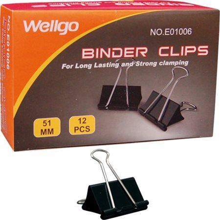 Wellgo Bindercsipesz 51 mm - Fekete (12 db) (10568/HFA0747)