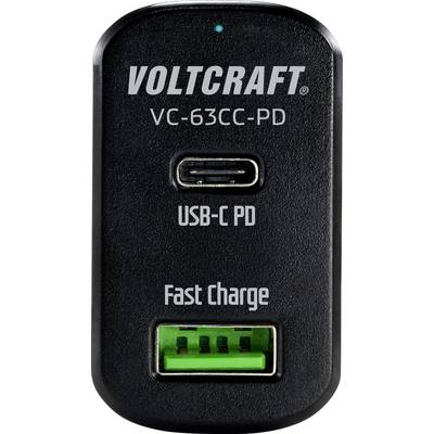 VOLTCRAFT VC-63CC-PD Személygépkocsi USB-s töltőkészülék Kimeneti áram (max.) 3 A 2 x USB, USB-C alj USB Power Delivery (USB-PD) (VC-63CC-PD)