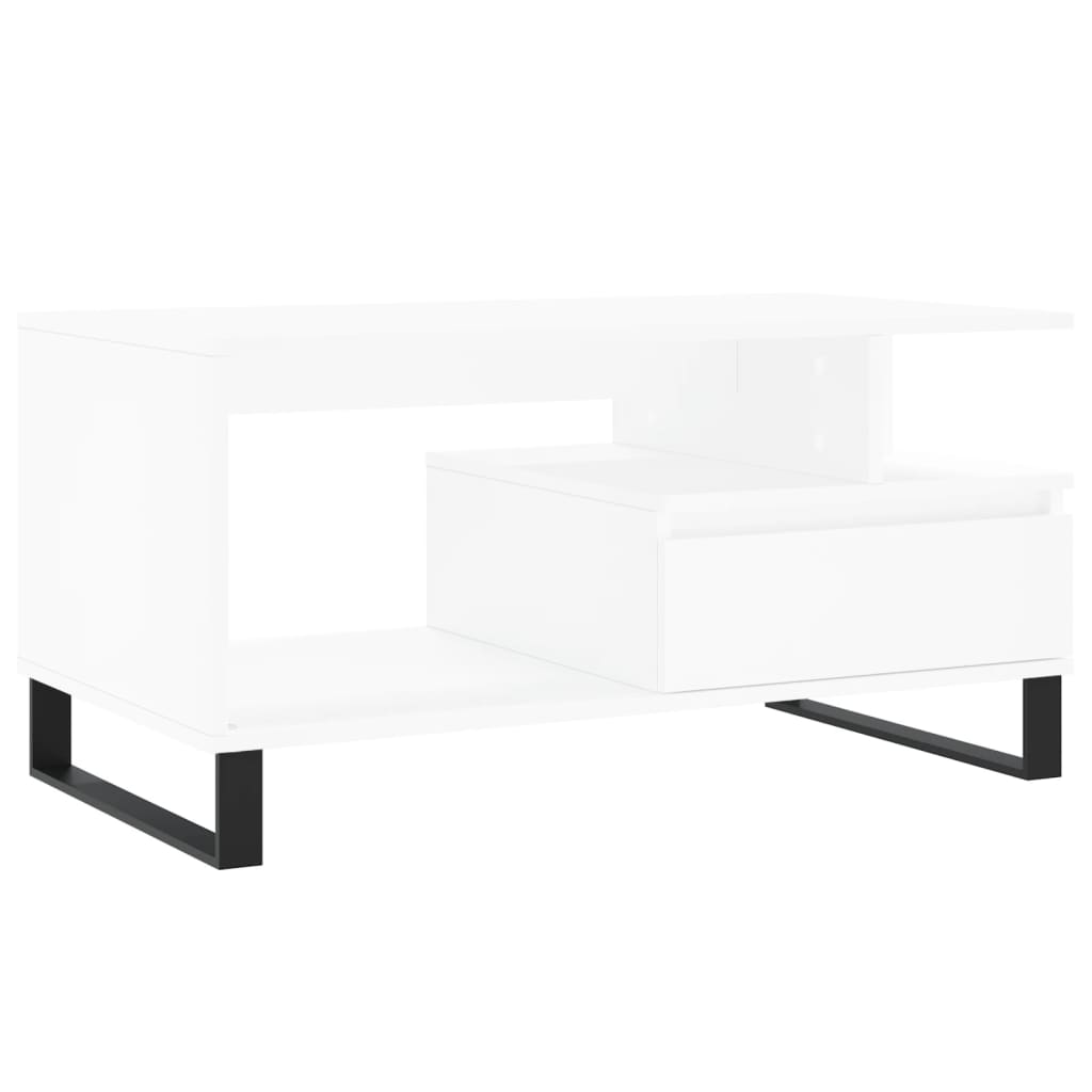fehér szerelt fa dohányzóasztal 90x49x45 cm (831028)