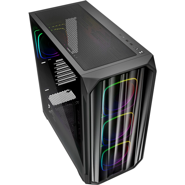 Sharkoon AK5M Midi Torony Számítógépház + 4db 120mm ARGB ventilátor - Fekete