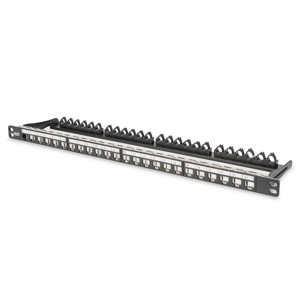 DIGITUS Patchpanel 0,5HE 24-Port Modular  geschirmt schwarz