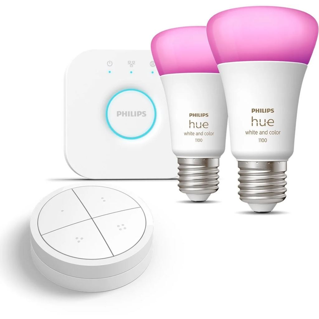 Philips Hue White and Color Ambiance LED fényforrás E27 9W kis promóciós induló készlet + Philips Hue Tap Dial Switch (PHL21029set) (PHL21029set)