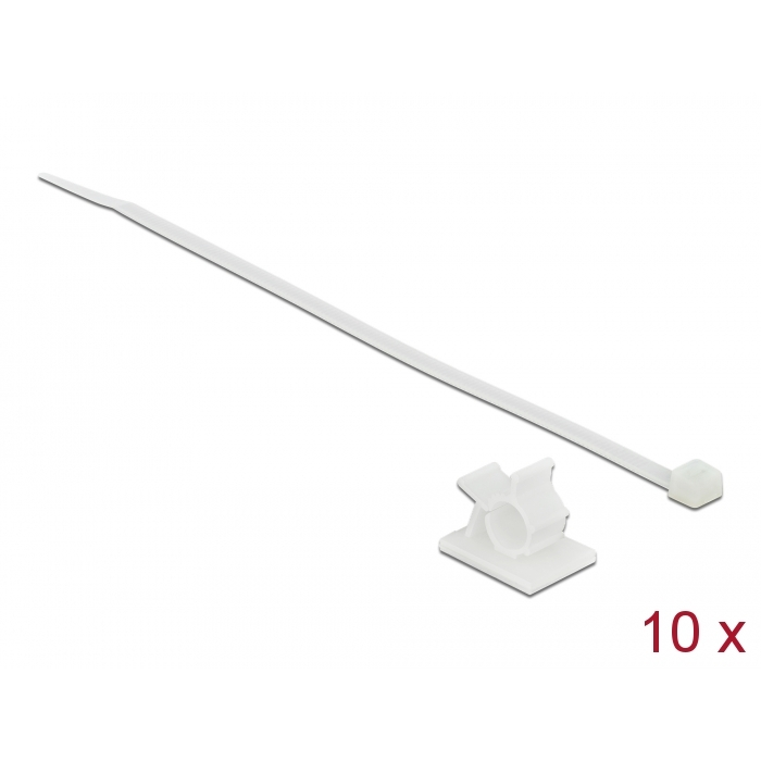 Delock Fehér, 25 x 18 mm-es kábelfogó H 200 x Sz 3,6 mm - kábellel (18877) (18877)