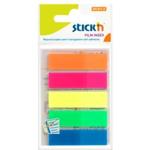 JELÖLŐCÍMKE, MŰANYAG, 5X25 LAP, 45X12 MM, NEON SZÍNEK (21050)