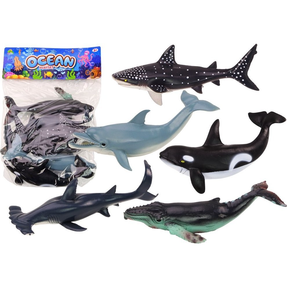 A Legnagyobb Tengeri Állatokat Ábrázoló Orca és Bálnacápa Figurakészlet - 6 db ( )