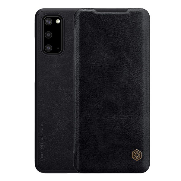 NILLKIN QIN tok álló, bőr hatású (FLIP, oldalra nyíló, bankkártya tartó) FEKETE [Samsung Galaxy S20 5G (SM-G981U)]