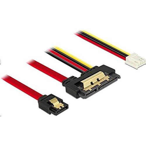 Delock 85234 SATA-kábel, 6 Gb/s, 7 tűs csatlakozóhüvely + 4 tűs Floppy-csatlakozóhüvely > 22 tűs SATA-csatlakozóhüvely, egyenes, fém, 30 cm (85234)