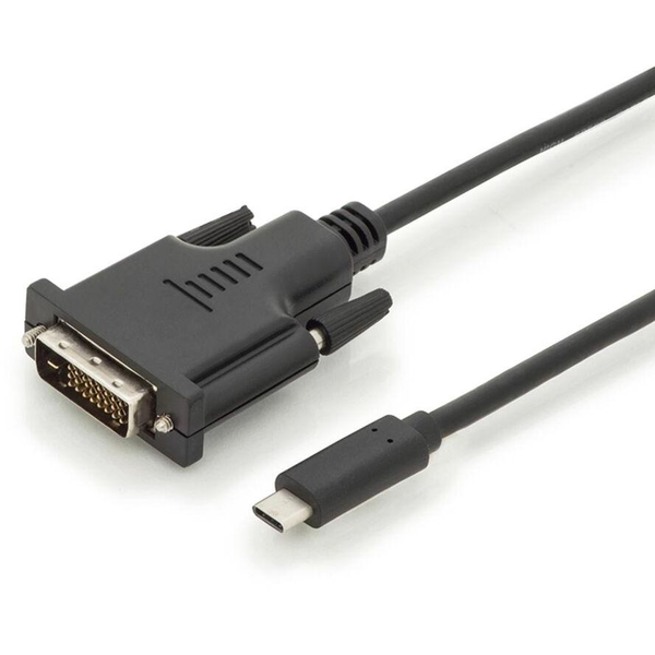 DIGITUS USB Type-C Adapterkabel, Type-C auf DVI 2m schwarz
