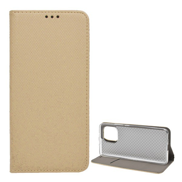 Tok álló, bőr hatású (FLIP, oldalra nyíló, asztali tartó funkció, rombusz minta) ARANY [Xiaomi Mi 11 5G] (5996591040462)