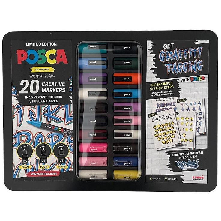 UNI Posca Graffitti Tagging 20 pcs in metal box (8594157937972)