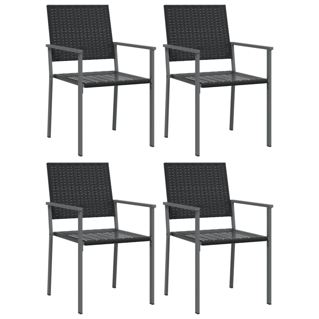 4 db fekete polyrattan kerti szék párnával 54x62,5x89 cm (3187083)