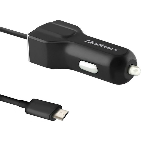 Зарядно устройство за кола Qoltec, 12V - 24V, 5V, 3.4A, USB, micro USB