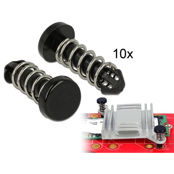 Delock rugós hűtőborda rögzítő szegecs 10db fekete (18273)