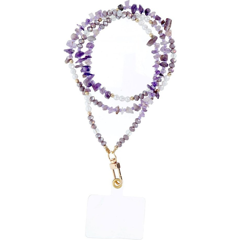 STONE medál a telefonhoz / zsinór hossza 82cm (41cm a hurokban) / nyakra akasztható - lila ( )