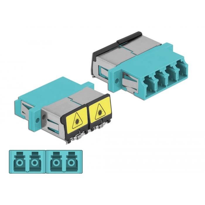 Delock LC optikai szálas csatlakozó Párosító lézervédő zárral / borítással Quad anya - LC Quad anya, (86905) (86905)