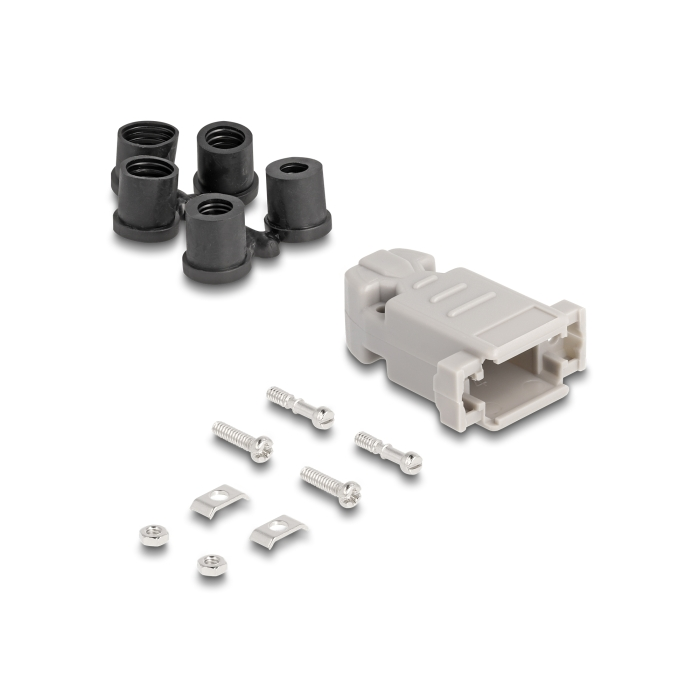 Delock D-Sub keret 9 tűs apához / anyához gumírozott lezárókkal (67027) (67027)