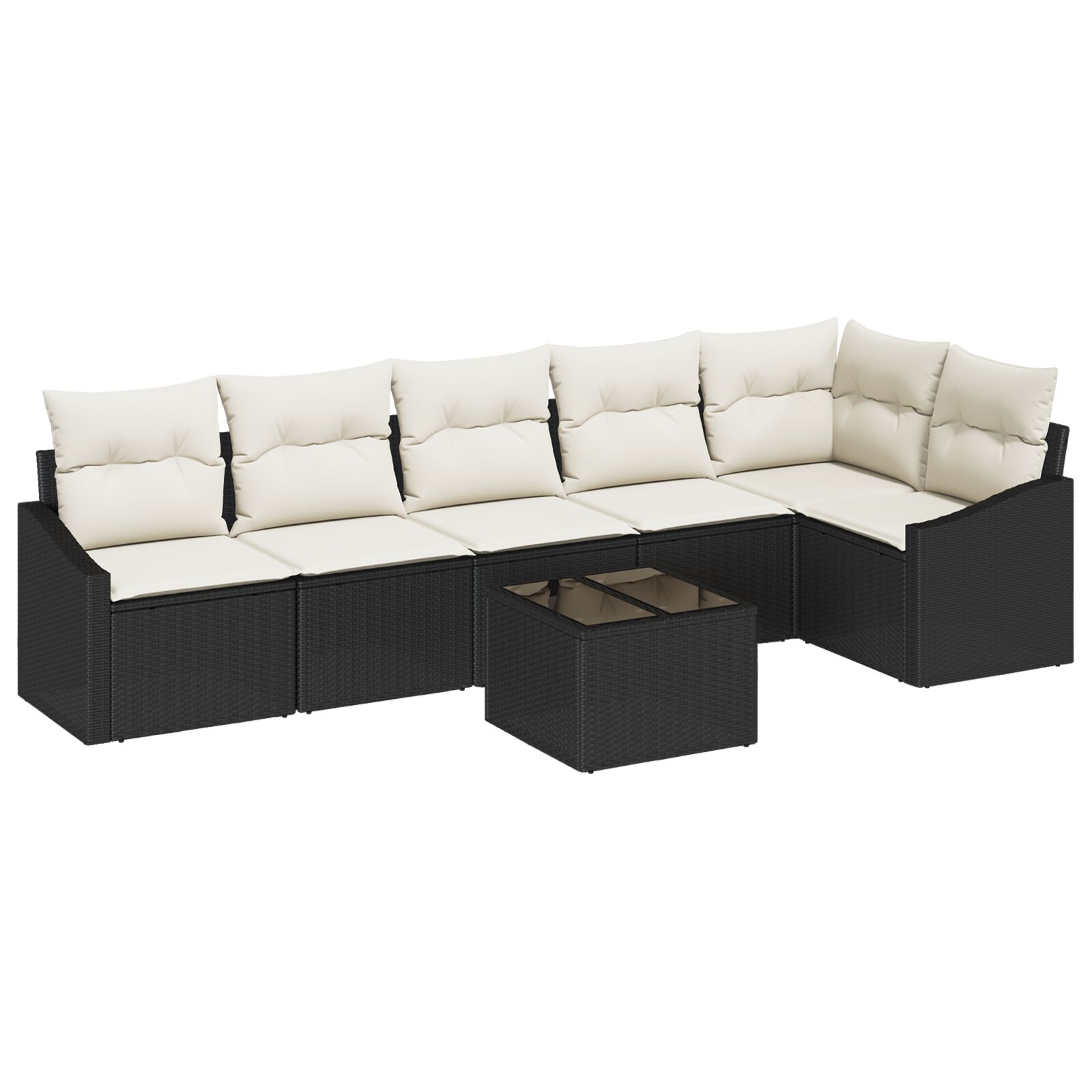 Kert Sofa Készlet 7 részes Fekete PE Rattan Kültéri Sofa (3355416)